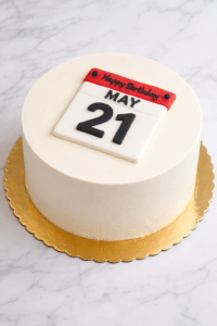 Calendar Cake featuring a personalized highlighted date and elegant buttercream design by Crumbly Cafe & Bakery NYC