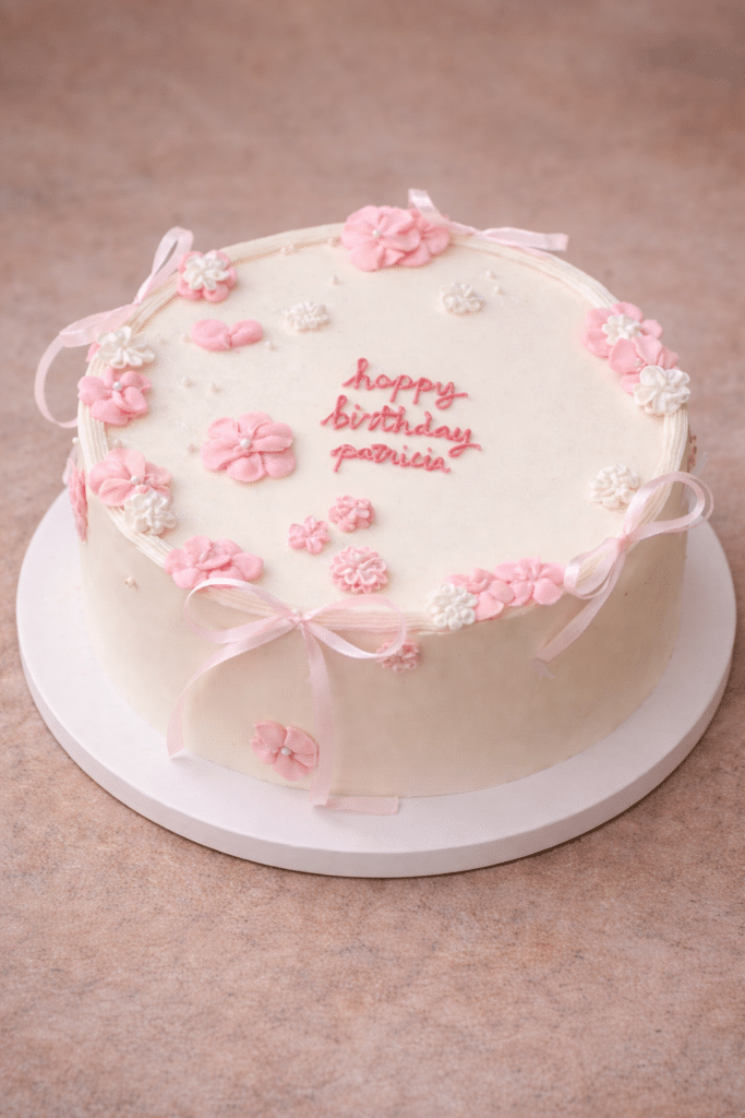 Pink Floral Ribbon Cake | Elegant Custom Birthday Cake NYC
