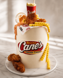 Raising Cane’s Chicken Fingers Cake with fries and sauce – custom fast food cake NYC