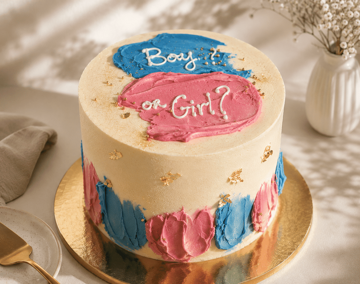 Gender Reveal & Baby Shower Cakes NYC by Crumbly Cafe & Bakery featuring handcrafted custom celebration cakes